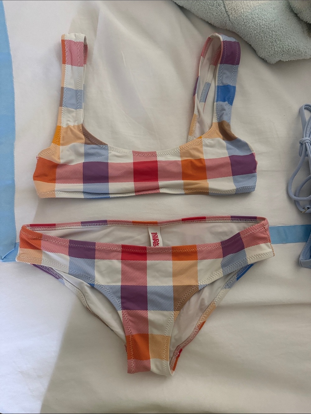 SOLID & STRIPED Multicolor Check Bikini - Red, Orange, Purple, Blue, Cream